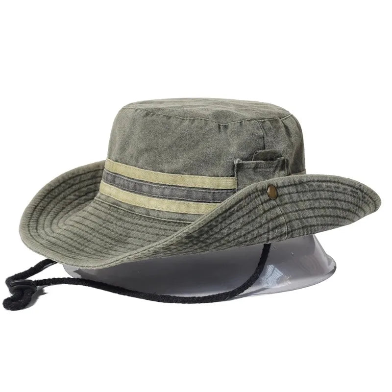 Fishing Hiking Sun Hat Men Women Boonie Wide Brim Bucket Hat Outdoor Safari Summer Cap Cotton Bucket Hat